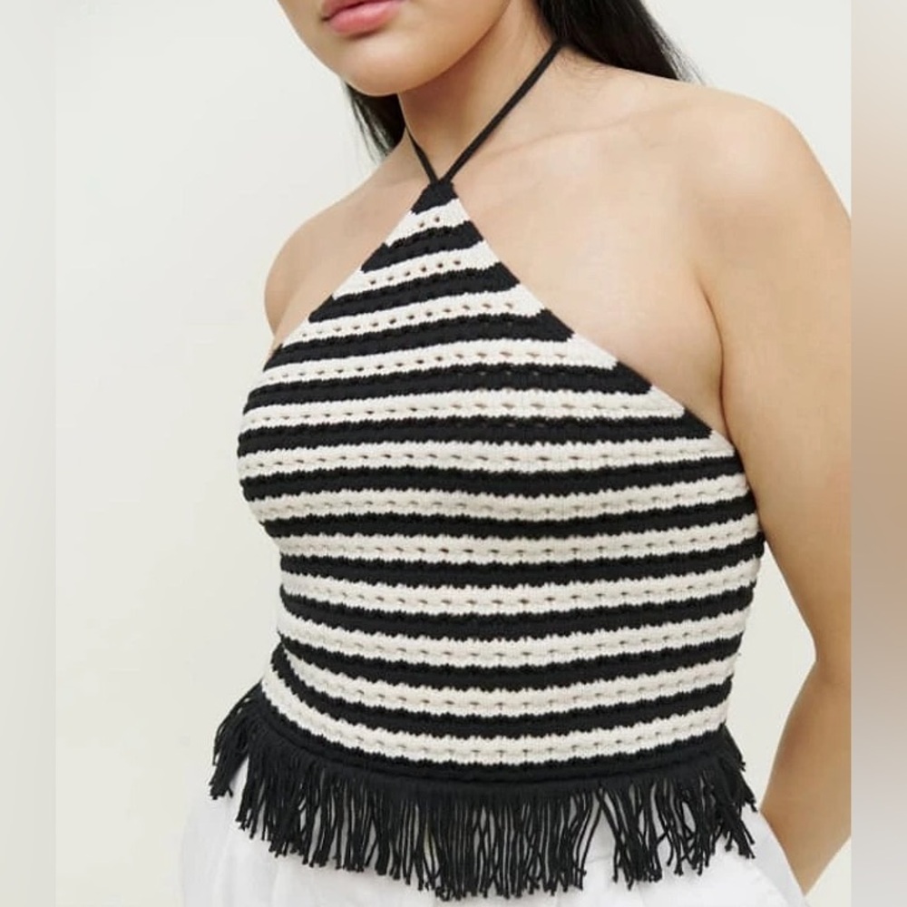 Reformation crochet halter stripe crop top xs NWT